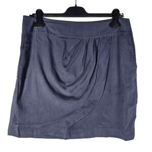 Ann Taylor Loft 10 Navy Draped Silk Skirt Professional Office